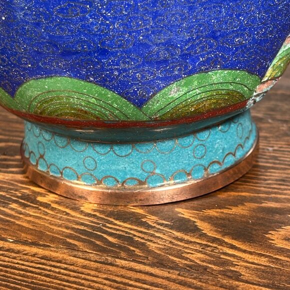 Large Vintage Cloisonne Dragon Vase 10" Copper Enamel Asian Decor Chinese Style - Picture 17 of 17